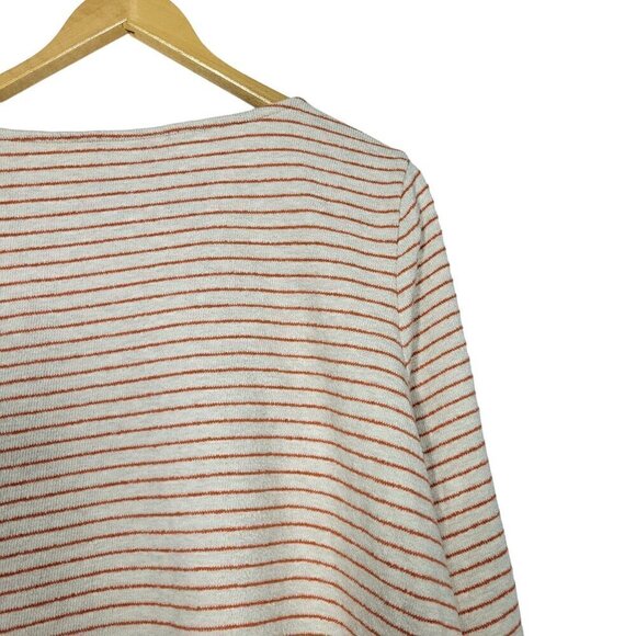 J. Jill Women's Striped Terry Style Light Weight Cream & Orange Sweater Size XL - Picture 11 of 12